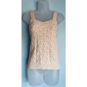Boho Crochet Festival Tank Top Women's XL Cream Color